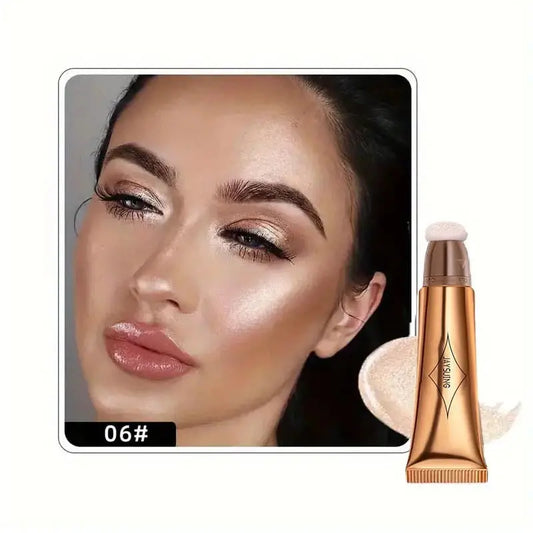 NNETM Waterproof Highlighter Contour Creamy Liquid Stick Cushion - All-in-One Contour, Blush, and Highlight Makeup