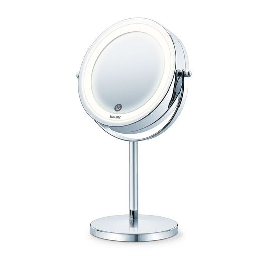 Oglinda cosmetica iluminata, Beurer, BS 55, Senzor tactil, 18 LED-uri, 13 cm, Argintiu (BS 55)-0